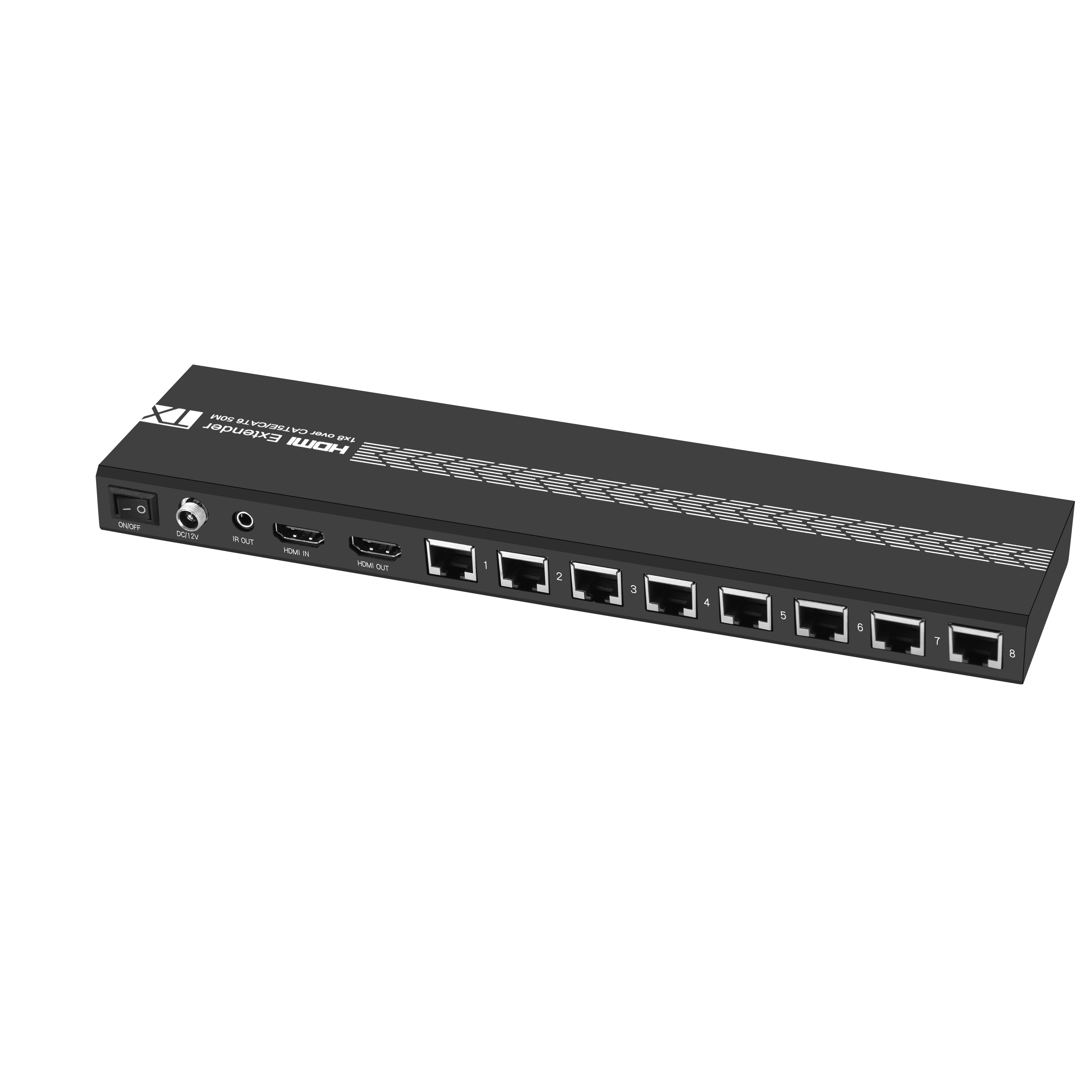  VK-E18 HDMI Splitter 1X8 Over Cat5e/cat6 50m with IR POC Loop out