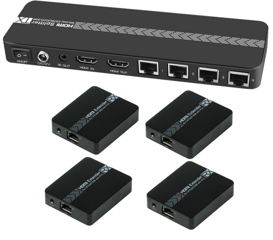 VK E14 1080P HDMI Splitter 1X4 Over Cat5e cat6 50m with IR POC HDMI Extender V King Enjoy HD Life